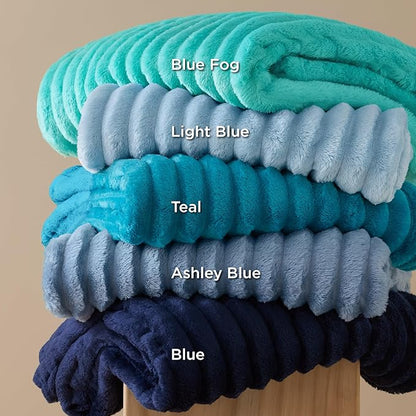 Bedsure GentleSoft Blue Fleece Blanket for Couch - Cozy Soft Blankets for Women, Cute Small Throws for Girls, Light Blue, 90x90 Inches