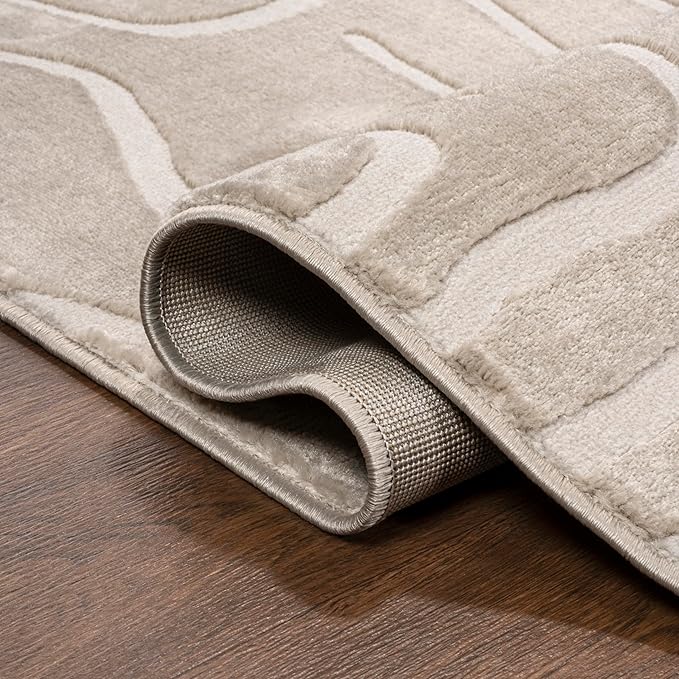 JONATHAN Y Graphic Lines High-Low Indoor Area Rug 8X10 Beige/Cream, Alcina Modern Scandinavian for Living Room, Bedroom, Kitchen, Easy-Cleaning, High Traffic, Pet-Friendly, Non-Shedding SND102A-8