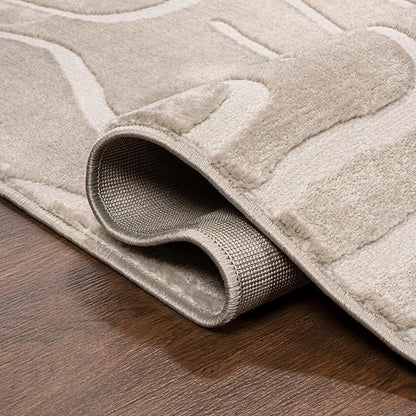 JONATHAN Y Graphic Lines High-Low Runner Rug 2X8 Beige/Cream, Alcina Modern Scandinavian for Living Room, Bedroom, Kitchen, Easy-Cleaning, High Traffic, Pet-Friendly, Non-Shedding SND102A-28