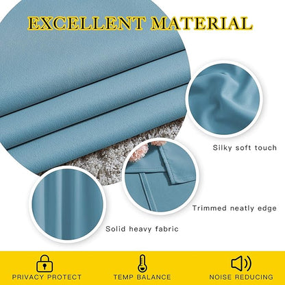 NICETOWN Room Darkening Curtains for Living Room - Easy Care Solid Thermal Insulated Grommet Room Darkening Curtains/Panels/Drapes for Bedroom (2 Panels, 66 by 84, Teal Blue)