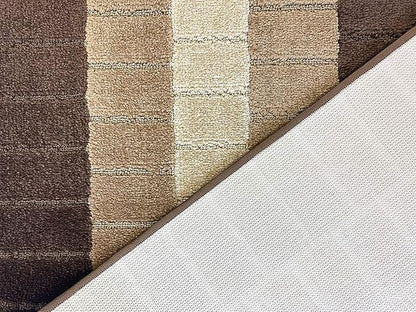 Custom Size Modern Geometric Pattern Carpet Runner Rug for Hallways, Slip Resistant Latex Rubber Backed, 31 inch Wide X Customized Length, Squares Brown, 31 inch X 40 feet