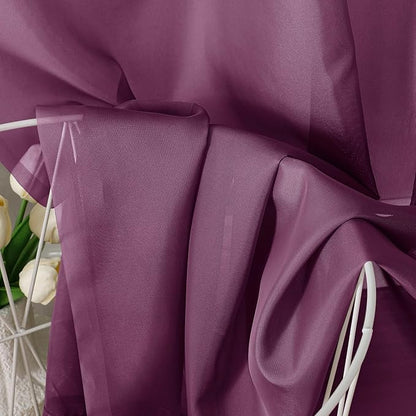 Aiyufeng Plum Purple Sheer Curtains 84 Inches Long 2 Panels, Solid Voile Top Dual Rod Pockets Stylish Breathable Drapes Window Treatment for Kid's Room/Bedroom/Living Room, 40W x 84L inches