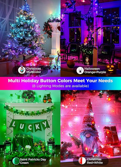 Brightown Plug in Fairy Lights Color Changing - 22 Colors 33FT 100 LED Fairy Lights with Remote,Halloween String Lights Indoor with 12 Lighting Modes, Multicolor Christmas Light for Bedroom Classroom