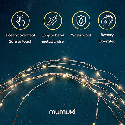 MUMUXI 24 Pack 7.2ft Fairy Lights Battery Operated String Lights, 20 Mini Battery Powered LEDs for Centerpiece Table Decorations, Wedding Party Bedroom Mason Jar Christmas, Warm White