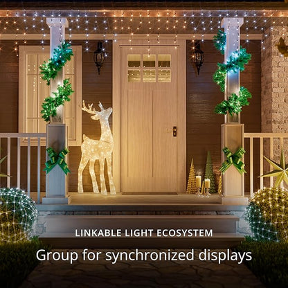 Twinkly Strings 250 White LED, LED Light String for Outdoor and Indoor, White Christmas Lights from Warm to Cool, Mappable LEDs, Compatible with Alexa, Google Home, IP44, App Control, Black Wire, 65ft