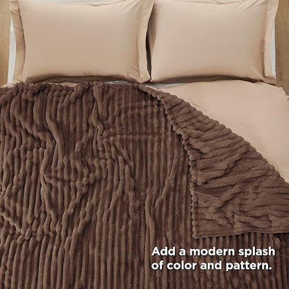 Bedsure GentleSoft Fondue Fudge Fleece Blanket for Couch -Cozy Soft Blankets for Women, Cute Small Throws for Girls, 90x90 Inches