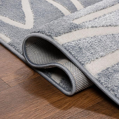 JONATHAN Y Graphic Lines High-Low Indoor Area Rug 3X5 Blue/White, Alcina Modern Scandinavian for Living Room, Bedroom, Kitchen, Easy-Cleaning, High Traffic, Pet-Friendly, Non-Shedding SND102D-3