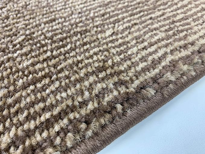 Custom Length Cut to Size Wide Width Carpet Runner Rug for Hallways, Slip Resistant Latex Rubber Backed, 31 inch Wide X Customized Length, Stripe Brown, 31 inch X 11 feet