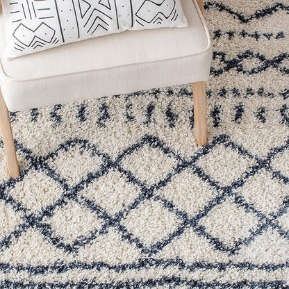 SAFAVIEH Arizona Shag Collection Area Rug - 2'3" x 12' Runner, Ivory & Slate, Non-Shedding & Easy Cleaning, Plush Thick Pile, Ideal for Living Room, Bedroom, Dining Space (ASG741M)
