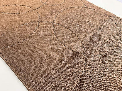 Custom Size Modern Geometric Pattern Carpet Runner Rug for Hallways, Slip Resistant Latex Rubber Backed, 31 inch Wide X Customized Length, Circles Brown, 31 inch X 18 feet