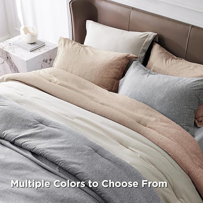 Bedsure California King Comforter Set - Grey Soft Bedding for All Seasons, Cationic Dyed Bed Set, 3 Pieces, 1 California King Size Comforter (104"x96") and 2 Pillow Shams (20"x36"+2")