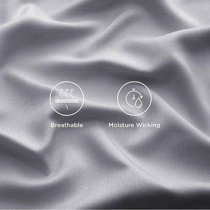 Bedsure California King Sheet Sets, Cooling Sheets, Rayon Derived from Bamboo, Breathable & Soft, Deep Pocket Up to 16 Inches, Hotel Luxury Silky Bedding for Hot Sleepers, Silver Grey
