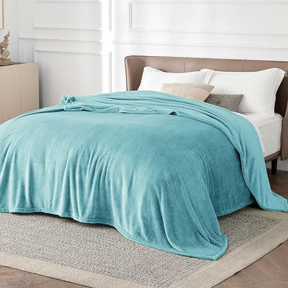 Bedsure GentleSoft Fleece Bed Blankets Queen Size River Blue - Soft Lightweight Plush Fuzzy Cozy Luxury Blanket Microfiber, 90x90 inches