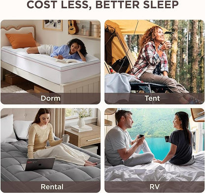 Bedsure Cal King Mattress Topper - Pillow Top Mattress Pad Cover with Deep Pocket Fits up to 21 Inches, Plush Soft Bed Topper for Back Pain Relief, Overfilled with Down Alternative Filling, Grey