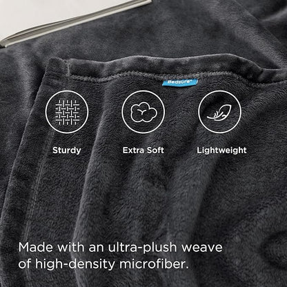 Bedsure GentleSoft Twin XL Fleece Blanket Dorm Bedding - Lightweight Soft Cozy Blankets for Bed, Sofa, Couch, Travel, Camping, Charcoal, 66"x90"
