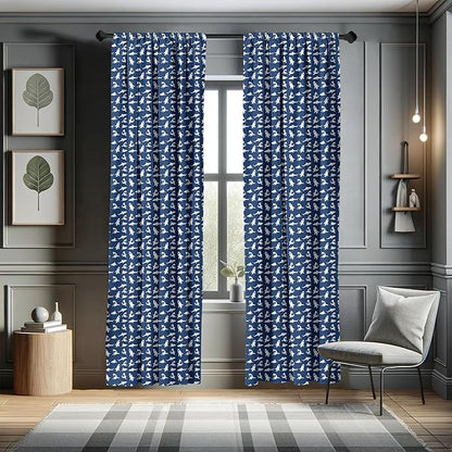 Ambesonne Shark Window Curtains, Fish Pattern Various Gestures Have a Bite Danger Humor Nautical Design, Lightweight Decor 2-Panel Set with Rod Pocket, Pair of - 28" x 84", Violet Blue