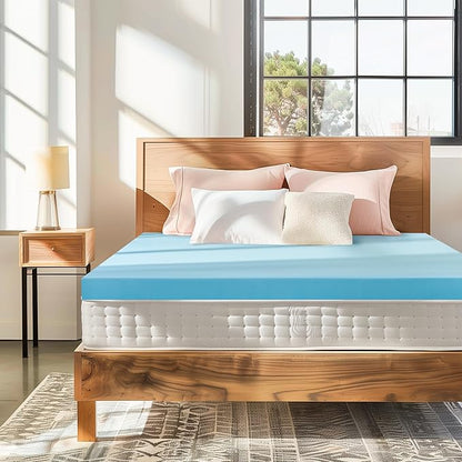Subrtex Mattress Topper, Memory Foam Mattress Topper, Gel-Infused Memory Foam Topper for Side Stomach Sleepers, Breathable Bed Toppers (3 Inch, Cal King)