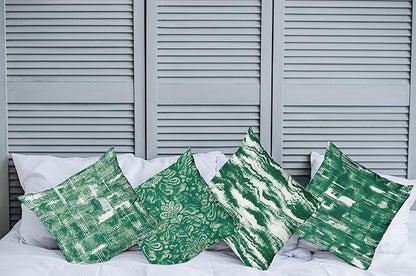 Ambesonne Vintage Throw Pillow Cushion Case Pack of 4, Abstract Grunge Effect Brushstrokes and Waving Striping Stains Paisley Drops, Modern Accent Double-Sided Digital Printing, 20", Forest Green