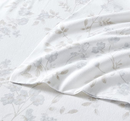 Laura Ashley - Flannel Sheets Twin Size, Anti-Pilling & Wrinkle Resistant Cotton, Touchably Soft for All-Season Comfort - Bed Sheets with Matching Pillowcase & Fitted Sheet (Fawna Grey)