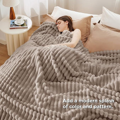 Bedsure GentleSoft Mocha Meringue Fleece Blanket for Couch - Cozy Soft Blankets for Women, Cute Small Throws for Girls, 90x90 Inches