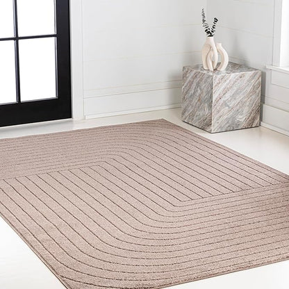 Eyely NCS101C-5 Odense High-Low Minimalist Angle Geometric Light Taupe 5 ft. x 8 ft. Indoor/Outdoor Area Rug, for Home, Backyard, Patio, Porch, Bedroom, Kitchen, Living Room