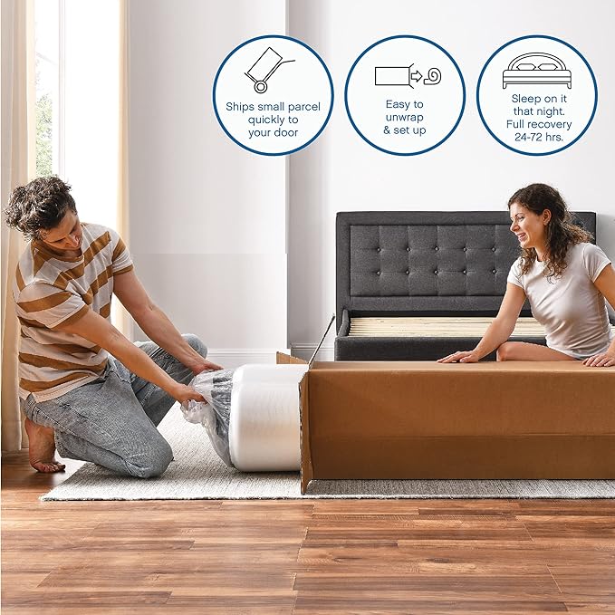 Cool Gel Twin XL Mattress 6 Inch Memory Foam Medium Firm, Gel Memory Foam Mattress Twin XL Cooling, Made in the USA, 6" Depth with Pressure Relief, CertiPUR-US Certified Fiberglass Free, Bed