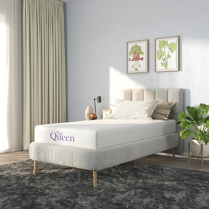 NapQueen 10 Inch Twin-XL Size Mattress, Bamboo Charcoal Memory Foam Mattress, Bed in a Box, White