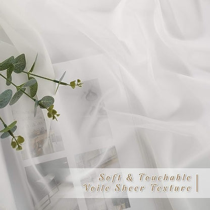 NICETOWN Voile Sheer Texture Beige Window Curtains 45 inch Length, Grommet Chic Elegant Sheer Curtain Drapes Light Filtering for Basement/Kitchen, W54 x L45, 1 Pair