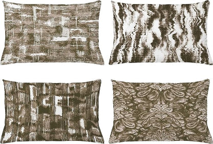 Ambesonne Vintage Throw Pillow CushiCase Pack 4, Abstract Grunge Effect Brushstrokes Waving Striping Stains Paisley Drops, Modern Accent Double-Sided Digital Printing, 20" x 12", Taupe Army Green