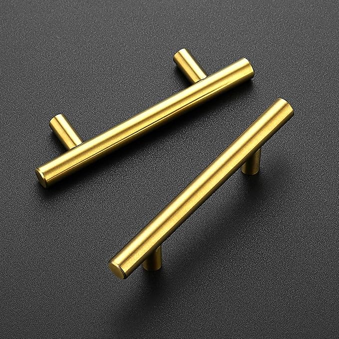 Ravinte 45 Pack 5 Inch Cabinet Pulls Brushed Brass Stainless Steel Kitchen Drawer Pulls Cabinet Handles 5”Length, 3” Hole Center