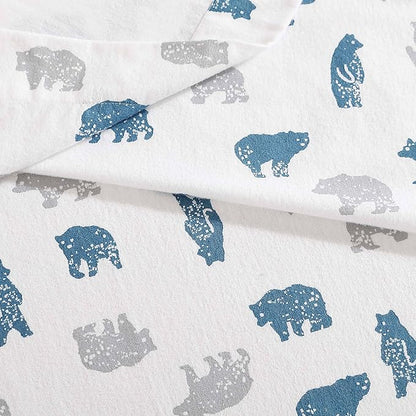 Eddie Bauer- Queen Sheet Set, Cotton Flannel Bedding Set, Brushed for Extra Softness, Cozy Home Décor (Bear Mountain Grey, Queen)