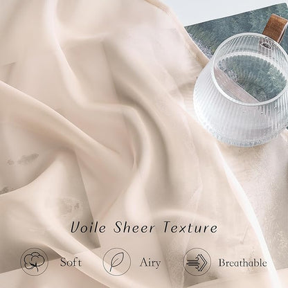 NICETOWN Taupe Sheer Curtains 90 inches Long, Grommet Airy & Elegant Light Filtering Soft Sheer Lightweight Window Treatment for Bedroom/Living Room, W54 x L90, 2 Panels