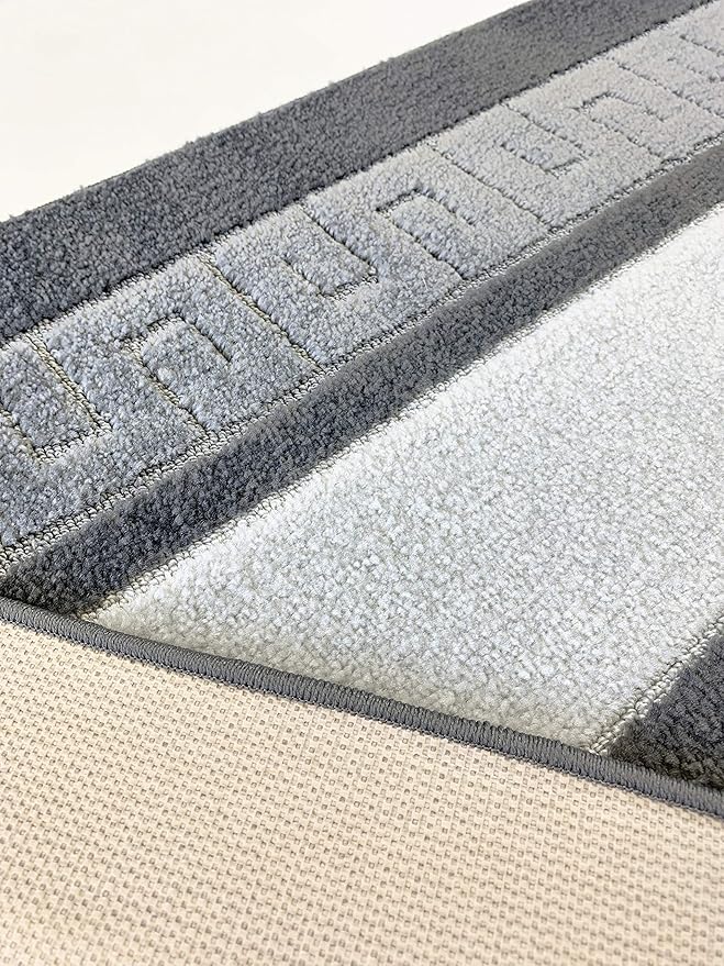 Custom Length Cut to Size Ancient Latin Hellenic Motif Carpet Runner Rug for Hallways, Non Slip Rubber Backed, 31 inch Wide X Customized Length, Greek Key Grey, 31 inch X 27 feet