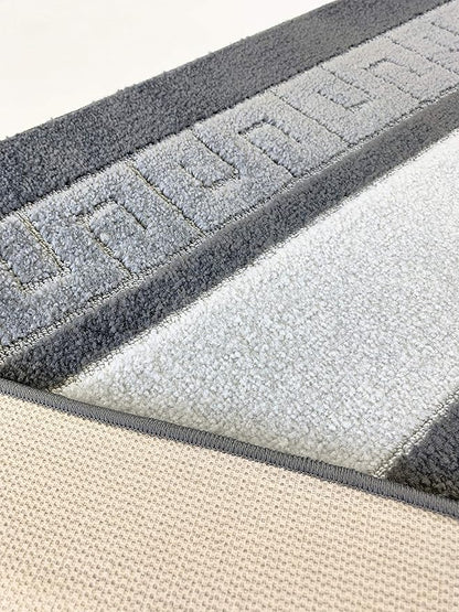 Custom Length Cut to Size Ancient Latin Hellenic Motif Carpet Runner Rug for Hallways, Non Slip Rubber Backed, 31 inch Wide X Customized Length, Greek Key Grey, 31 inch X 25 feet