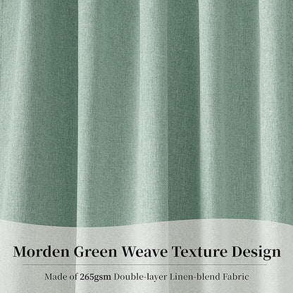 KangBang 108 Inch Fresh Green Blackout Curtains 2 Panels Set for Bedroom, Pinch Pleated/Rod Pocket/Back Tab/Hook Belt Thermal Insulated Morden Drapes for Cottage Urban Cameo Green, 52x108