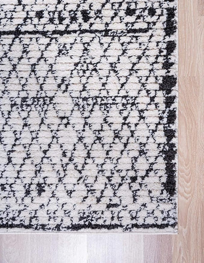 Rugs.com Morocco Collection Rug – 6 Ft Runner Ivory High-Pile Rug Perfect for Hallways, Entryways