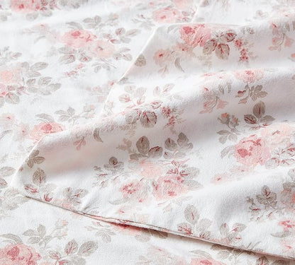 Laura Ashley - Flannel Sheets Queen Size, Anti-Pilling & Wrinkle Resistant Cotton, Touchably Soft for All-Season Comfort - Bed Sheets with Matching Pillowcases & Fitted Sheet (Lisalee Pink)