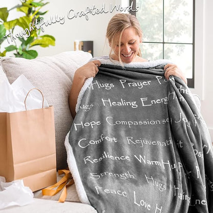 Chanasya Premium Sympathy Warm Hugs Gift Throw Blanket - for Positive Energy Love Support Comfort Sympathy - Cancer Chemo Surgery Get Well Gift Blanket - Women Men Friend (60x70 Inches) Gray