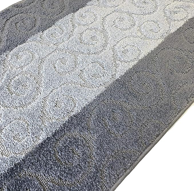 Custom Size Modern Runner Rug Carpet for Hallway Entryway Foyer Kitchen, Slip Resistant Latex Rubber Backed 31 inch Wide X Customized Length, Scroll Grey, 31 inch X 25 feet