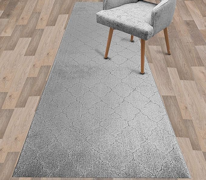 Custom Size Modern Runner Rug Carpet for Hallway Entryway Foyer Kitchen, Slip Resistant Latex Rubber Backed 31 inch Wide X Customized Length, Clouds Grey, 31 inch X 5 feet
