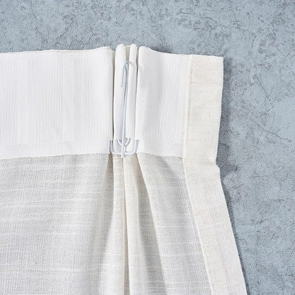 Neutral Linen Semi Sheer Curtains 102 Inch Long, Cream Textured Light Filtering Drapes for Living Room, Modern Farmhouse Window Decor, Floor to Ceiling Pinch Pleat Curtain with Hooks