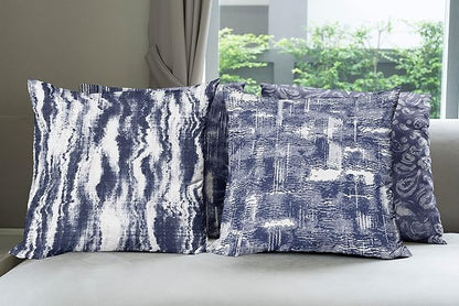 Ambesonne Vintage Throw Pillow Cushion Case Pack of 4, Abstract Grunge Effect Brushstrokes and Waving Striping Stains Paisley Drops, Modern Accent Double-Sided Digital Printing, 20", Violet Blue White