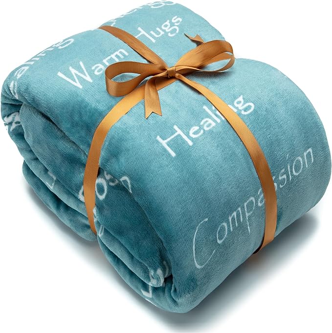 Chanasya Healing Warm Hugs Gift Throw Blanket - Sympathy Cancer Chemo Survivor Get Well Caring Gifts - Comfort Gift Blanket for Love Support Strength - Women Men Friend Grandpa - Turquoise