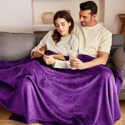 Exclusivo Mezcla Fleece Blanket Twin Size for Bed, Super Soft and Warm, All Season Use, Cozy, Plush, Lightweight, 60x80 Inches Purple