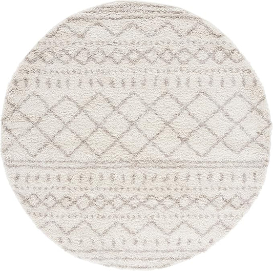 SAFAVIEH Arizona Shag Collection Accent Rug - 4' Round, Ivory & Beige, Non-Shedding, 1.5-inch Thick, Ideal for Living Room, Foyer, Bedroom (ASG741A-4R)