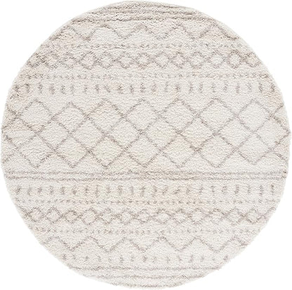 SAFAVIEH Arizona Shag Collection Area Rug - 5' x 8' Oval, Ivory & Beige, Moroccan Design, Non-Shedding & Easy Care, 1.6-inch Thick, Ideal for The Living Room, Dining, Bedroom (ASG741A)