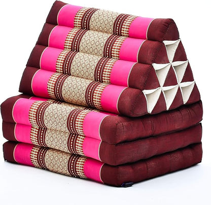 Leewadee - Comfortable Japanese Floor Mattress Used As Thai Floor Bed with Triangle Cushion, Futon Mattress Or Thai Massage Mat, 67 x 21 inches, Auburn Pink