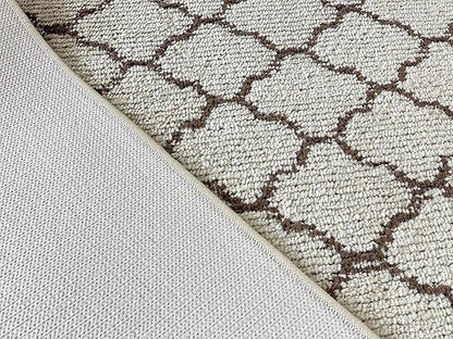 Custom Size Modern Runner Rug Carpet for Hallway Entryway Foyer Kitchen, Slip Resistant Latex Rubber Backed 31 inch Wide X Customized Length, Trellis Beige, 31 inch X 30 feet