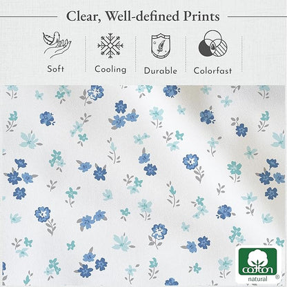 California Design Den Printed Twin XL Sheet Sets - 400 Thread Count Sateen, Natural 100% Cotton Sheets, Deep Pockets, Cooling and Durable Bedding Set - Blooming Meadows