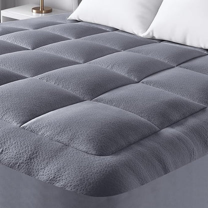 Ultra Soft Twin Size Mattress Topper - Viscose Made from Bamboo Pillow Top Mattress Pad for Back Pain Relief - Naturally Cooling for Hot Sleepers, Gray